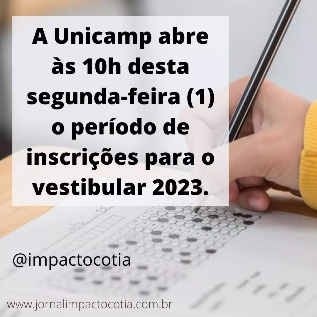 A Unicamp abre às 10h desta segunda-feira (1) o período de inscrições para o vestibular 2023.